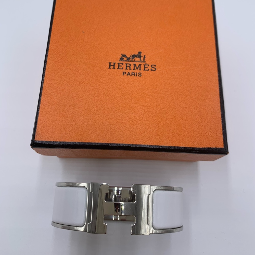 Hermes Wide Clic Clac H Bracelet white GM